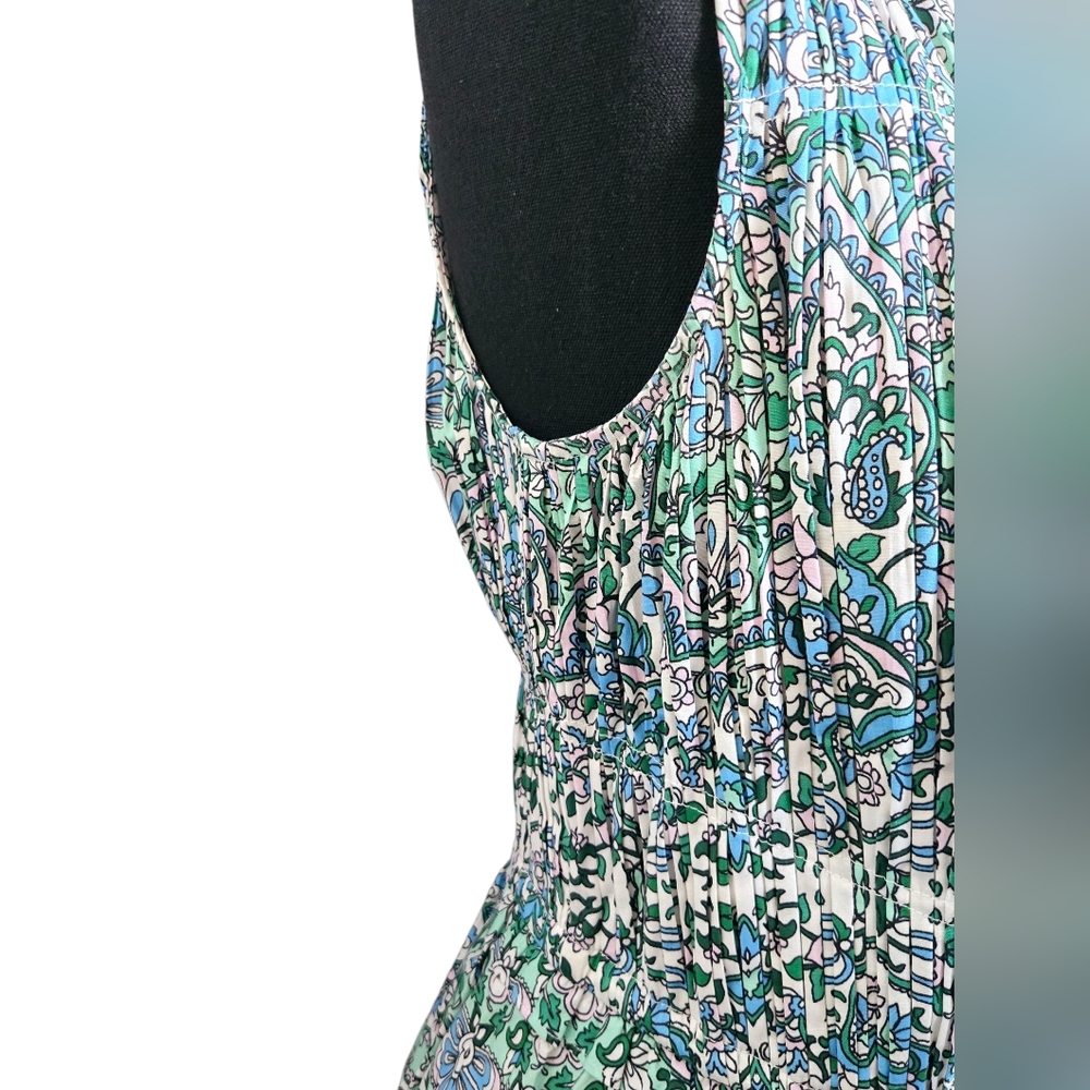 Shoshanna Blue Green Paisley Tiered Midi Dress - Picture 14 of 15